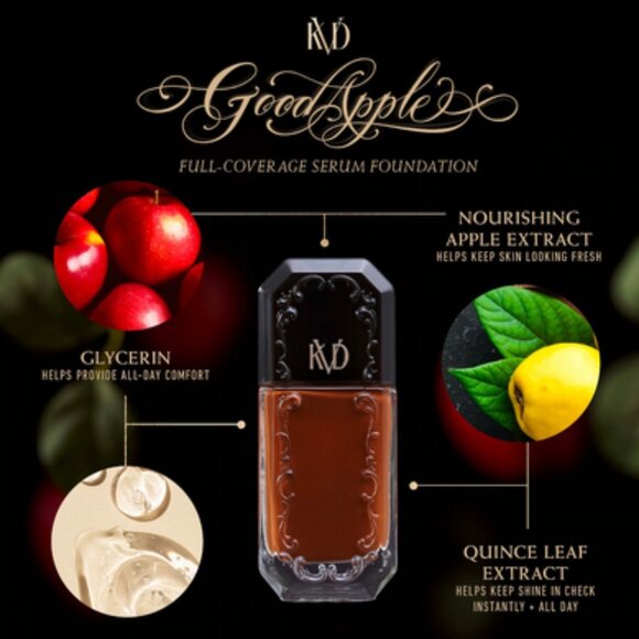 🆕 NIB🍎 KVD Good Apple Non-Comedogenic Full-Coverage Serum Foundation Light 021 - Picture 5 of 5